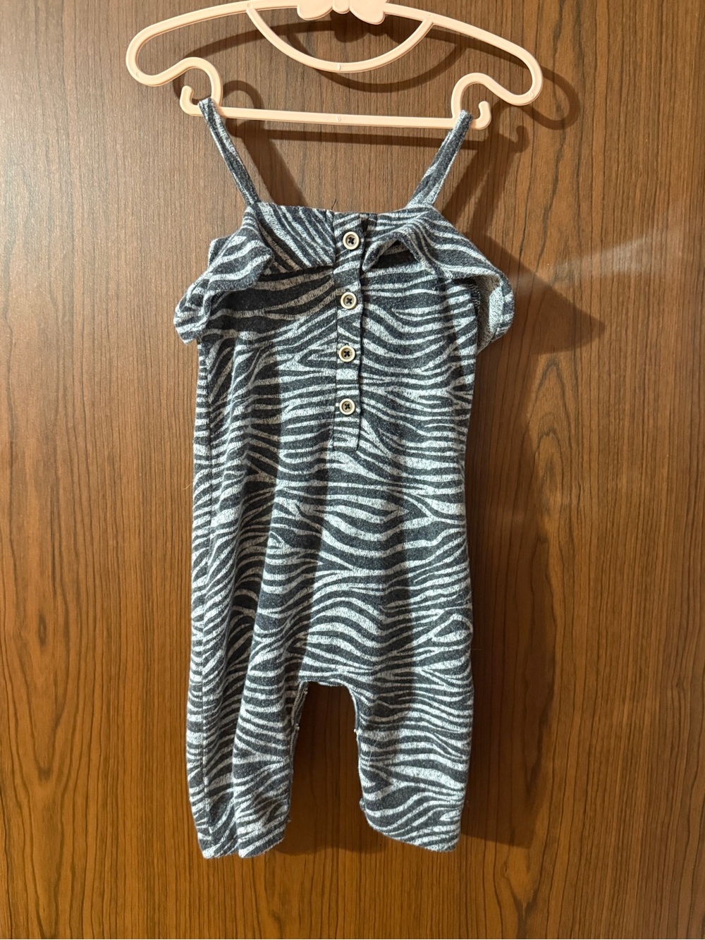 Jessica Simpson Gray & White Zebra Print Romper